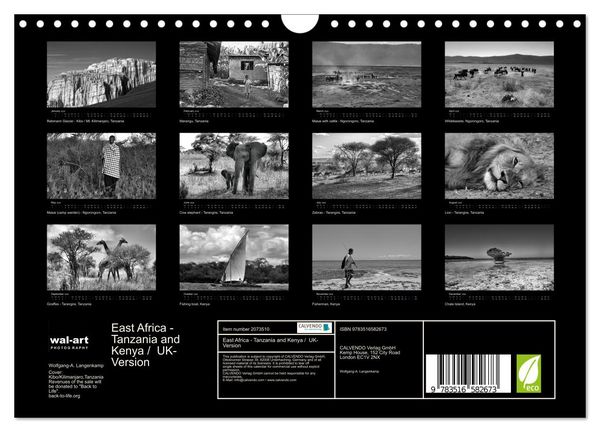 Produktbild: East Africa - Tanzania and Kenya / UK-Version (Wall Calendar 2026 DIN A4 landscape), CALVENDO 12 Month Wall Calendar