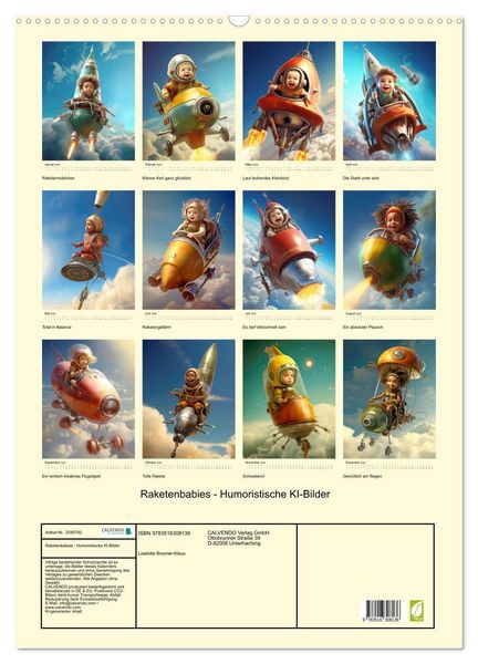 Produktbild: Raketenbabies - Humoristische KI-Bilder (Wandkalender 2026 DIN A2 hoch), CALVENDO Monatskalender