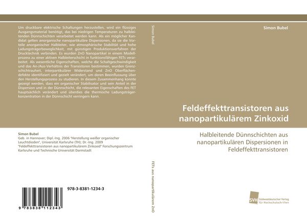 Produktbild: Feldeffekttransistoren aus nanopartikul&auml;rem Zinkoxid