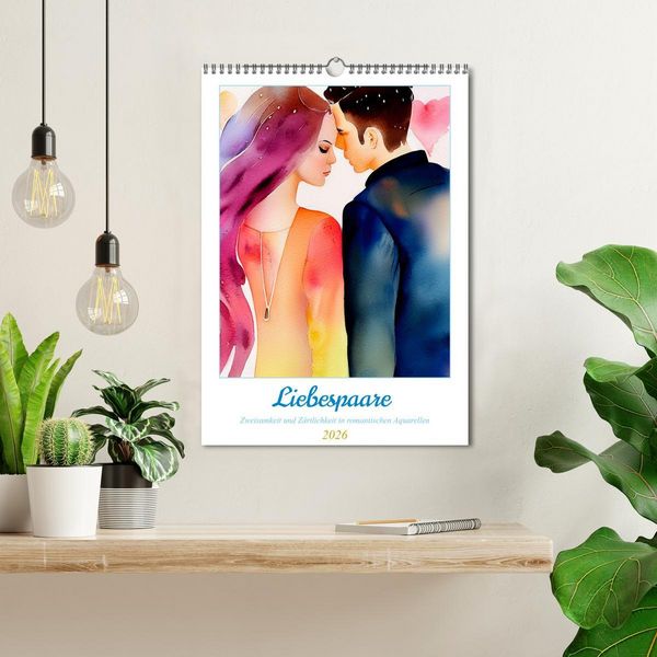 Produktbild: Liebespaare 2026. Zweisamkeit und Z&auml;rtlichkeit in romantischen Aquarellen (Wandkalender 2026 DIN A3 hoch), CALVENDO Monatskalender