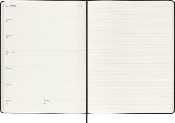 Produktbild: Moleskine 18 Monate Wochen Notizkalender 2026/2027, XL, 1 Wo = 1 Seite, Rechts linierte Seite, Fester Einband, Schwarz