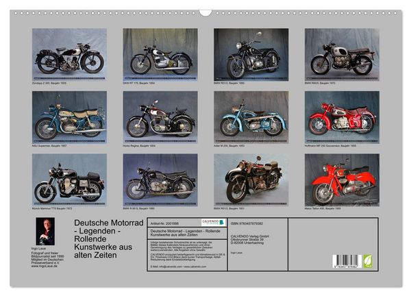 Produktbild: Deutsche Motorrad - Legenden - Rollende Kunstwerke aus alten Zeiten (Wandkalender 2026 DIN A2 quer), CALVENDO Monatskalender