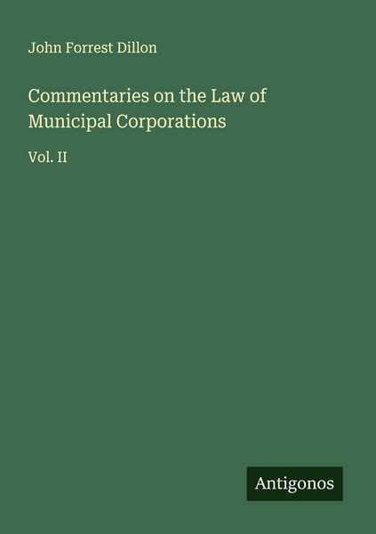 Produktbild: Commentaries on the Law of Municipal Corporations