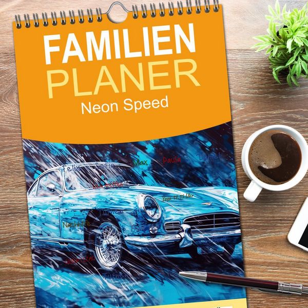 Produktbild: Familienplaner 2026 - Neon Speed mit 5 Spalten (Wandkalender, 21 x 45 cm) CALVENDO