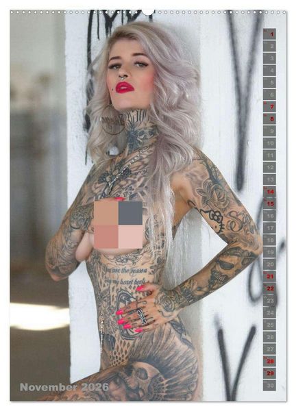 Produktbild: Beauty Tattoo Girls 2026 (Wandkalender 2026 DIN A2 hoch), CALVENDO Monatskalender