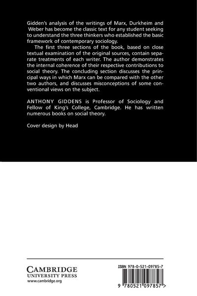 Produktbild: Capitalism and Modern Social Theory