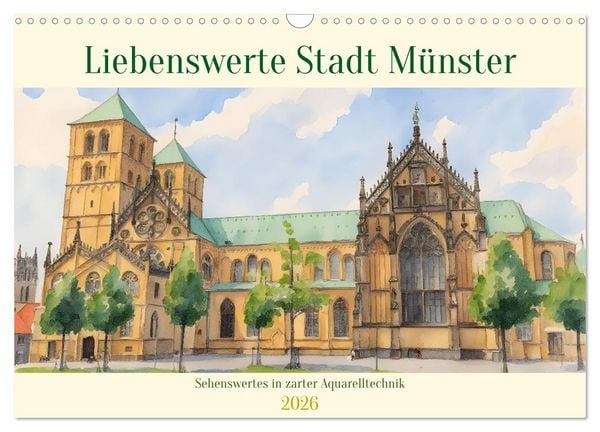 Liebenswerte Stadt Münster (Wandkalender 2026 DIN A3 quer), CALVENDO Monatskalender