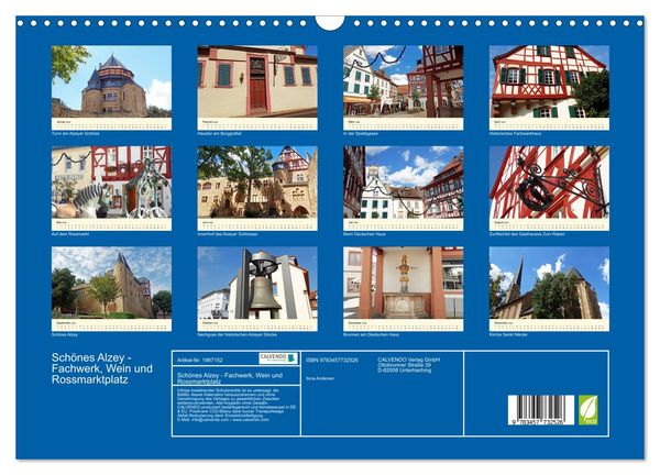 Produktbild: Sch&ouml;nes Alzey - Fachwerk, Wein und Rossmarktplatz (Wandkalender 2026 DIN A3 quer), CALVENDO Monatskalender