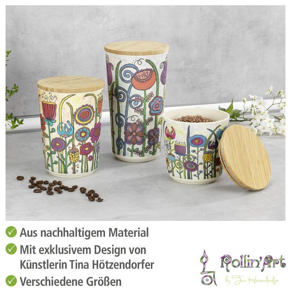 Produktbild: Vorratsdose Mod. Garden, 3er Set, aus Biokunststoff und Bambusdeckel