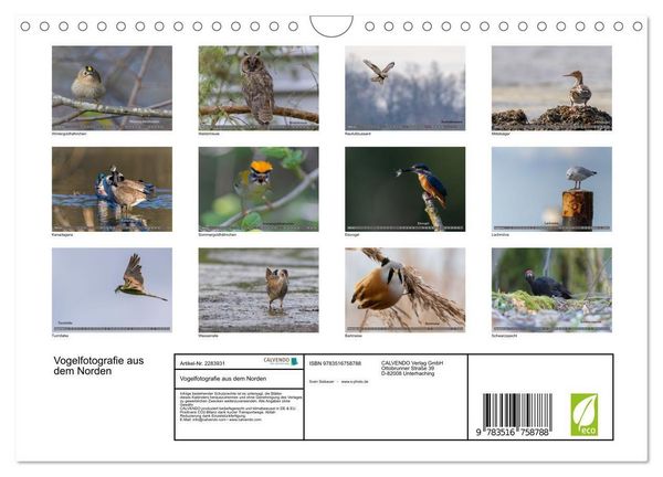 Produktbild: Vogelfotografie aus dem Norden (Wandkalender 2027 DIN A4 quer), CALVENDO Monatskalender