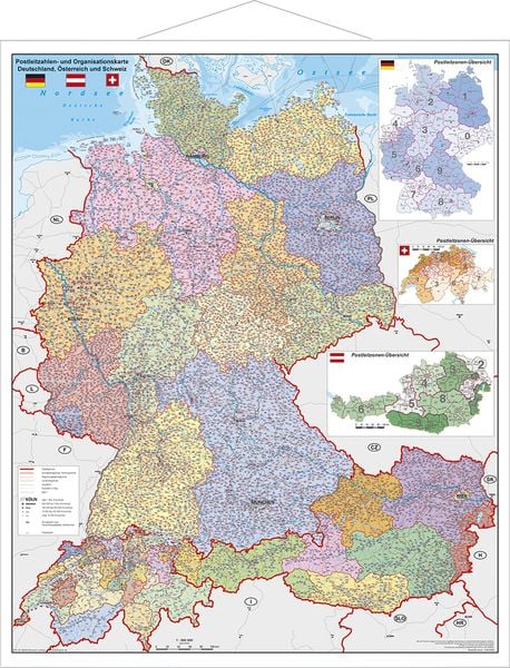 Produktbild: Deutschland/&Ouml;sterreich/Schweiz Postleitzahlen- und Organisationskarte