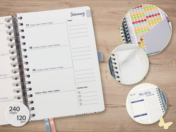Produktbild: SIGEL 7J606 Spiral-Kalender Jolie 2027, ca. A5, Good Vibes, Hardcover