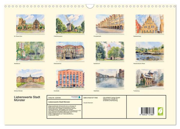 Produktbild: Liebenswerte Stadt M&uuml;nster (Wandkalender 2026 DIN A3 quer), CALVENDO Monatskalender