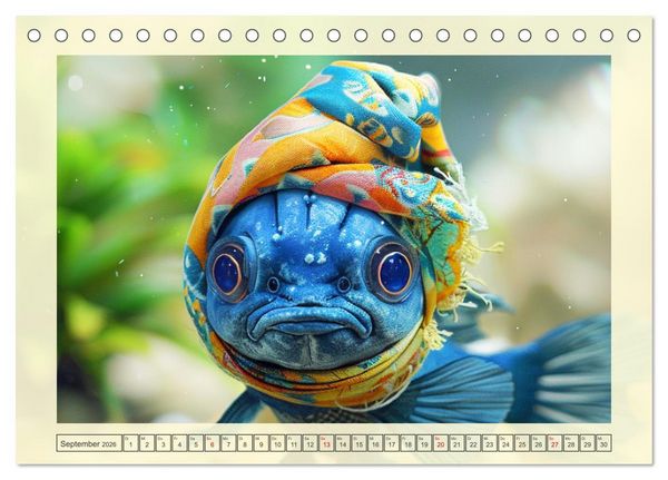 Produktbild: Fashion-Fisch. Die lustige Welt der Unterwasser-Mode (Tischkalender 2026 DIN A5 quer), CALVENDO Monatskalender