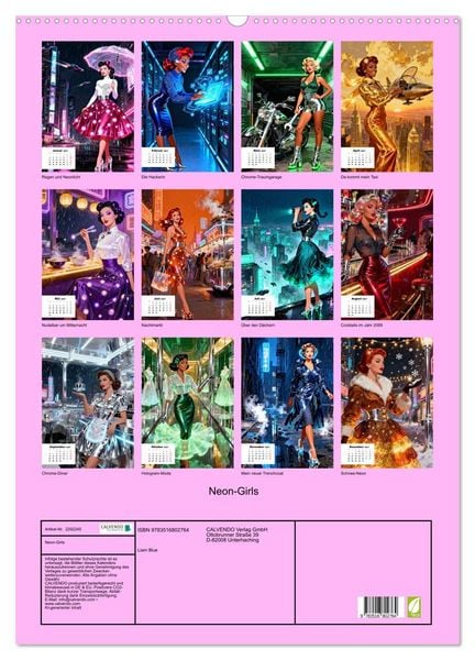 Produktbild: Neon-Girls (Wandkalender 2027 DIN A2 hoch), CALVENDO Monatskalender