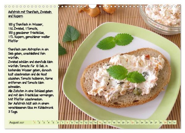 Produktbild: Leckere Aufstriche - Ein Kalender mit Rezepten (Wandkalender 2027 DIN A3 quer), CALVENDO Monatskalender