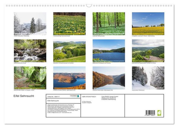 Produktbild: Eifel Sehnsucht (Wandkalender 2026 DIN A2 quer), CALVENDO Monatskalender