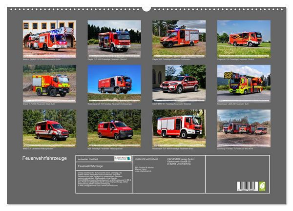 Produktbild: Feuerwehrfahrzeuge (Wandkalender 2026 DIN A2 quer), CALVENDO Monatskalender