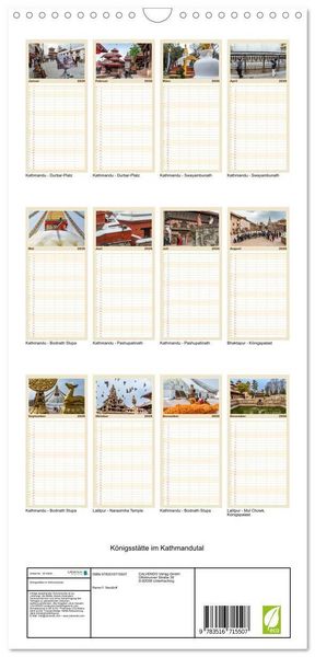 Produktbild: Familienplaner 2026 - K&ouml;nigsst&auml;tte im Kathmandutal mit 5 Spalten (Wandkalender, 21 x 45 cm) CALVENDO