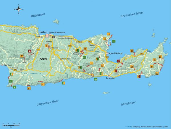 Produktbild: Kreta Ost 30 Wanderungen zu einsamen Bergen und wilden Schluchten