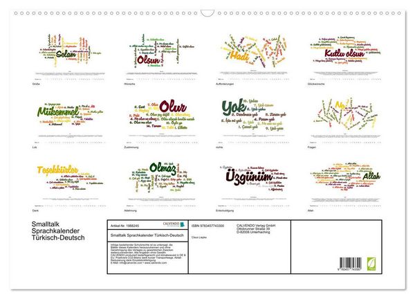 Produktbild: Smalltalk Sprachkalender T&uuml;rkisch-Deutsch (Wandkalender 2026 DIN A2 quer), CALVENDO Monatskalender
