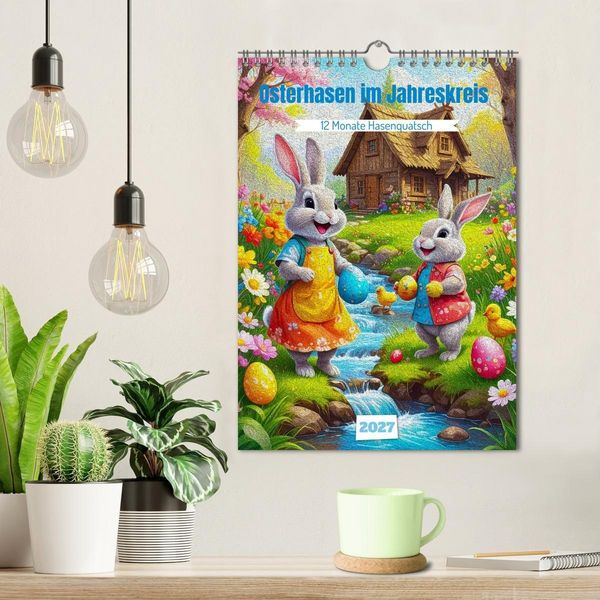 Produktbild: Osterhasen im Jahreskreis 12 Monate Hasenquatsch (Wandkalender 2027 DIN A4 hoch), CALVENDO Monatskalender