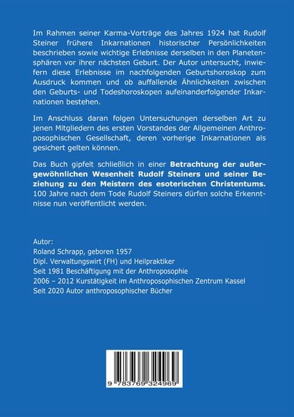 Produktbild: Astrologische Betrachtungen zur Reinkarnation, zum Todeshoroskop und zur Wesenheit Rudolf Steiners