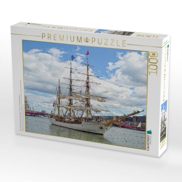Produktbild: CALVENDO Puzzle Der niederl&auml;ndische Auxiliarsegler "Europa" verl&auml;sst Amsterdam | 1000 Teile Lege-Gr&ouml;&szlig;e 64x48cm Foto-Puzzle f&uuml;r gl&uuml;ckliche Stunden