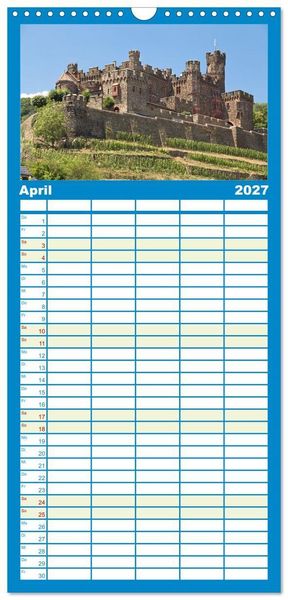 Produktbild: Familienplaner 2027 - Oberes Mittelrheintal Sehnsuchtsziel f&uuml;r Romantiker mit 5 Spalten (Wandkalender, 21 x 45 cm) CALVENDO
