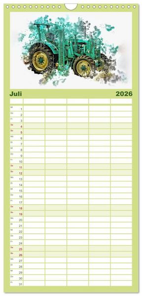Produktbild: Familienplaner 2026 - Traktoren Oldtimer Legenden mit 5 Spalten (Wandkalender, 21 x 45 cm) CALVENDO