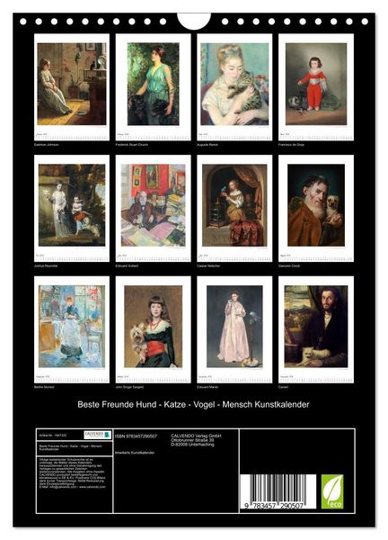 Produktbild: Beste Freunde Hund - Katze - Vogel - Mensch Kunstkalender (Wandkalender 2026 DIN A4 hoch), CALVENDO Monatskalender