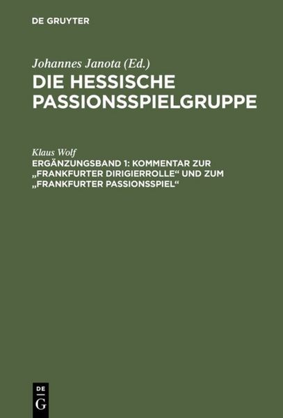 Produktbild: Kommentar zur "Frankfurter Dirigierrolle" und zum "Frankfurter Passionsspiel"