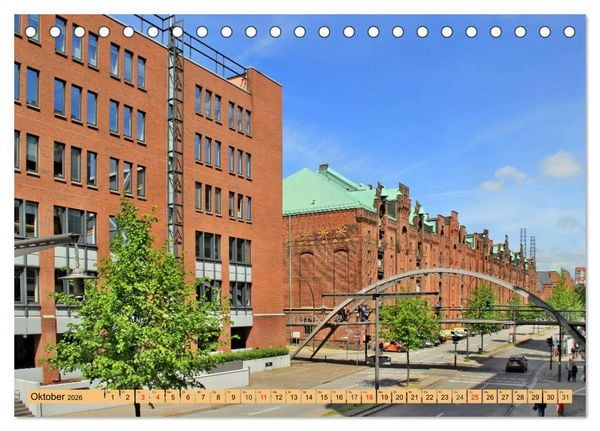 Produktbild: Hamburg - Ein Tag in der Speicherstadt (Tischkalender 2026 DIN A5 quer), CALVENDO Monatskalender