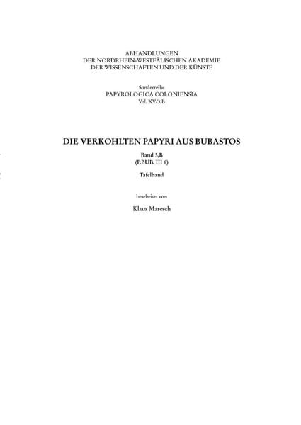 Produktbild: Die verkohlten Papyri aus Bubastos (P.Bub. III 6)