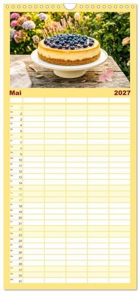 Produktbild: Familienplaner 2027 - K&auml;sekuchen Kalender - K&ouml;stliche Dessertmomente mit 5 Spalten (Wandkalender, 21 x 45 cm) CALVENDO