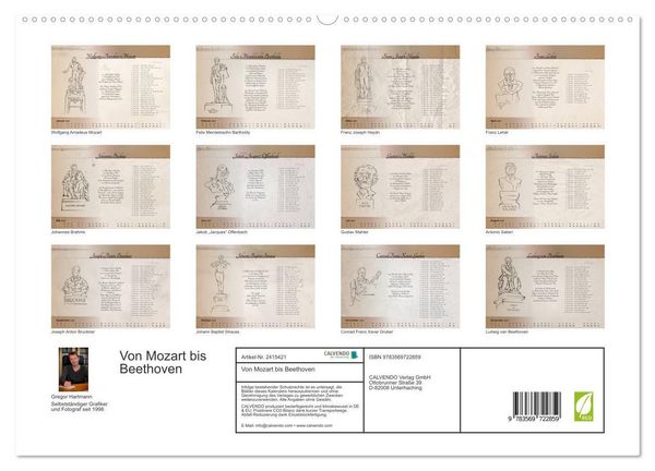 Produktbild: Von Mozart bis Beethoven (hochwertiger Premium Wandkalender 2027 DIN A2 quer), Kunstdruck in Hochglanz