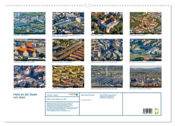 Produktbild: Halle an der Saale von oben (Wandkalender 2026 DIN A2 quer), CALVENDO Monatskalender