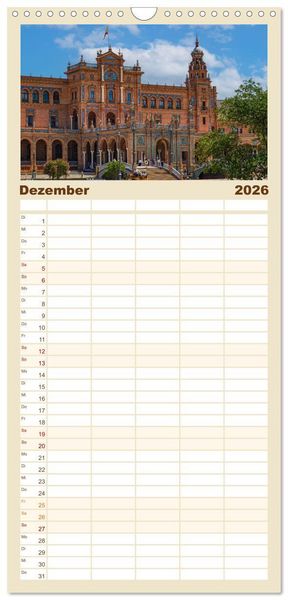 Produktbild: Familienplaner 2026 - Sevilla - Unterwegs in Spanien mit 5 Spalten (Wandkalender, 21 x 45 cm) CALVENDO