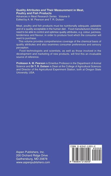 Produktbild: Quality Attributes and Their Measurement in Meat, Poultry and Fish Products