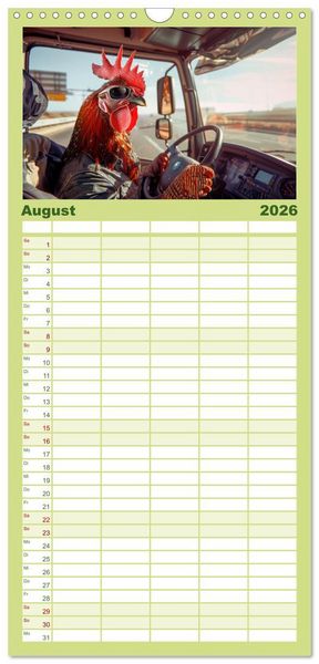 Produktbild: Familienplaner 2026 - Tierisch lustige LKW-Fahrer mit 5 Spalten (Wandkalender, 21 x 45 cm) CALVENDO