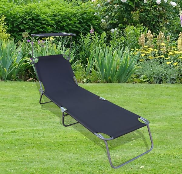 Produktbild: Sonnenliege Liegestuhl klappbar Gartenliege Dach