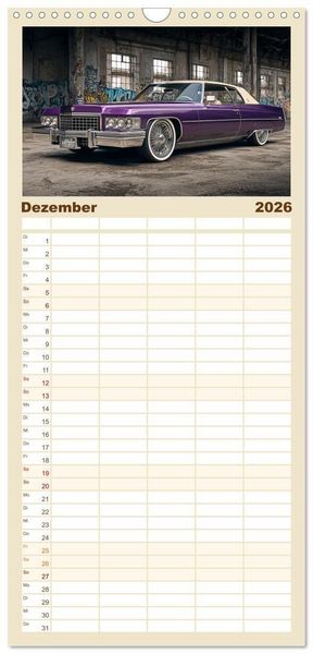 Produktbild: Familienplaner 2026 - Amerikas rollende Legenden &ndash; Retro-Design trifft Nostalgie mit 5 Spalten (Wandkalender, 21 x 45 cm) CALVENDO