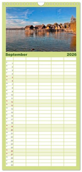 Produktbild: Familienplaner 2026 - Bodensee - "Die D&ouml;rfer sind wie ein Garten ..." (Rainer Maria Rilke) mit 5 Spalten (Wandkalender, 21 x 45 cm) CALVENDO