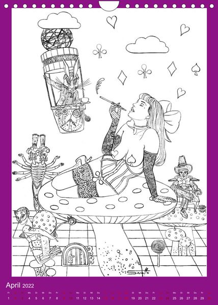 Produktbild: Burlesque Malkalender, Malbuch / burlesque coloring book mit Bildern von Sara Horwath (Wandkalender 2022 DIN A4 hoch)