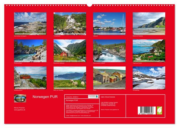 Produktbild: Norwegen PUR (hochwertiger Premium Wandkalender 2026 DIN A2 quer), Kunstdruck in Hochglanz