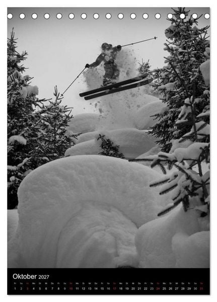 Produktbild: Monochrome Ski (Tischkalender 2027 DIN A5 hoch), CALVENDO Monatskalender