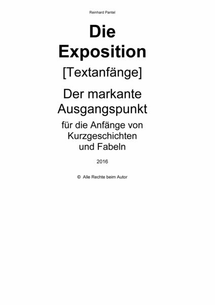 Produktbild: Die Exposition [Textanf&auml;nge]
