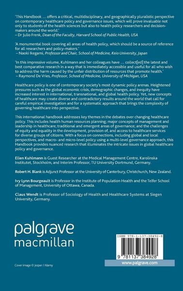 Produktbild: The Palgrave International Handbook of Healthcare Policy and Governance