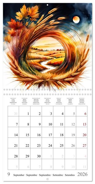 Produktbild: Magie des quatre saisons (Calendrier mural carr&eacute; 2026 30x30 cm) Calendrier double avec une page pour vos prises de notes