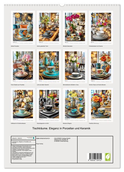 Produktbild: Tischtr&auml;ume. Eleganz in Porzellan und Keramik (hochwertiger Premium Wandkalender 2026 DIN A2 hoch), Kunstdruck in Hochglanz